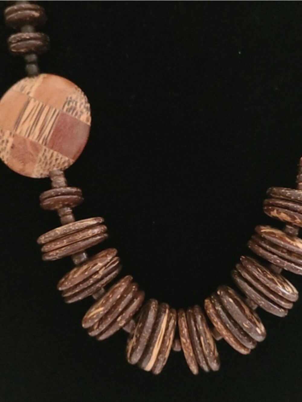 Handcrafted Brown Coconut Disc Statement Necklace